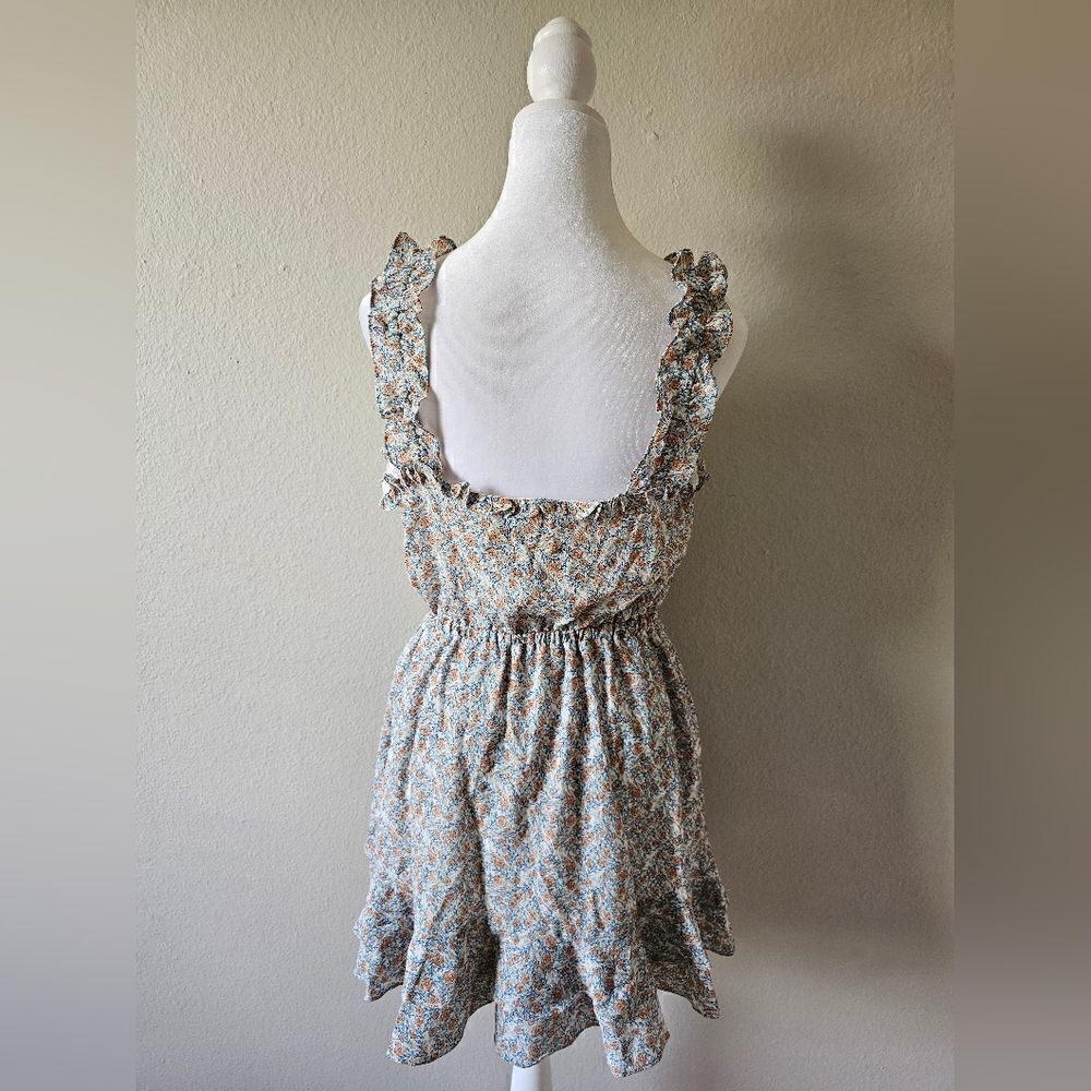 NWT Cupcakes & Cashmere Ivory Ferrara Mini Sleeveless Dress Floral Ruffle Medium - Picture 4 of 8